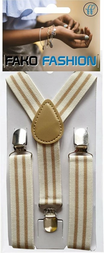 Fako Fashion® - Kinder Bretels - Kinderbretels - Print - Streep - 65cm - Crème/Beige 4 Fako Fashion® - Kinder Bretels - Kinderbretels - Print - Streep - 65cm - Crème/Beige - Afbeelding 2