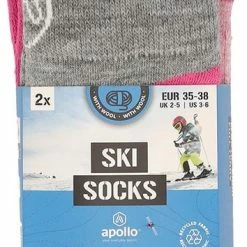 Apollo Skisokken Kind | 2 X Paar | Unisex | Multi Roze | Maat 35/38 | Skisokken Kinderen -JACK & JONES JUNIOR winkel 354x840 2