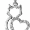 Treasure Trove® Hart Kat Ketting Met Hanger - Kinderketting - Meisje - Zilverkleurig