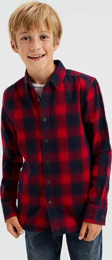 WE Fashion Jongens Geruit Overhemd - Rood - Maat 122/128 6 WE Fashion Jongens Geruit Overhemd - Rood - Maat 122/128 - Afbeelding 4
