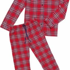 La V La-V Flanel Pyjama Set Voor Meisjes Met Geruit Patroon Rood 152-158