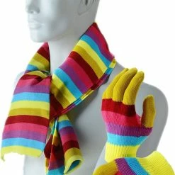 Hengelsportcadeau.nl Superleuke Regenboogset Winterset XL Sjaal + Handschoenen + Muts Wintermuts Extra Lange Sjaal Das