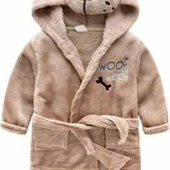 Merkloos MINIIYOU - Kinder Peuter Badjas Met Zakken - Jongens Kind - Hond - Maat 92 (1,5 - 2,5 Jaar)