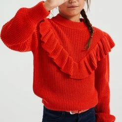 WE Fashion Meisjes Gebreide Trui Met Volants -JACK & JONES JUNIOR winkel 526x840