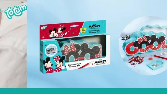 Totum Disney Classics Mickey - Diamond Paint Knutselen - COOL Unisex Sieradendoos, Opbergdoos 30 Cm- Home Deco - Incl. 800 Strass Steentjes - Cadeau Tip Sinterklaas 4 Totum Disney Classics Mickey - Diamond Paint Knutselen - COOL Unisex Sieradendoos, Opbergdoos 30 Cm- Home Deco - Incl. 800 Strass Steentjes - Cadeau Tip Sinterklaas - Afbeelding 2