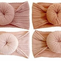 Merkloos Baby Haarbandjes Met Donut (0-2 Jaar) - Roestbruin Zand Beige