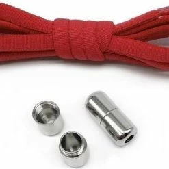Merkloos Veters - (rood) - Niet Strikken - Elastische Veters - No Tie - Schoenveters - Sportveters - Rond - Schoenveters - Kinderveters