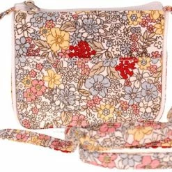 S.Y.W Mini Schoudertasje Wit Met Bloemetjes - 11x10 Cm