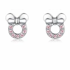 Liefs Jade Oorbellen Kinderen | Zilverkleurige Kinderen Oorbellen | Strik Oorbellen | Oorknopjes Roze Meisje | Meisjes Oorbellen | Cadeau Voor Meisje | Cadeau Voor Dochter | Schoencadeautje Sinterklaas | Black Friday 2022 | Kerst | Kerstcadeau Voor Meisjes