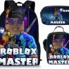 Gift Land® Roblox Rugzak- Kinder Rugtas En Pennen Etui Met Een Bijhorende Lunchtas - Blauw Schooltas - 16 Liter - 3 Ritsvakken