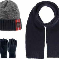 Kitti 3-Delig Winter Set | Muts Met Fleecevoering - Sjaal - Handschoenen | 4-8 Jaar Jongens | K22170-13-02 | Navy Blue