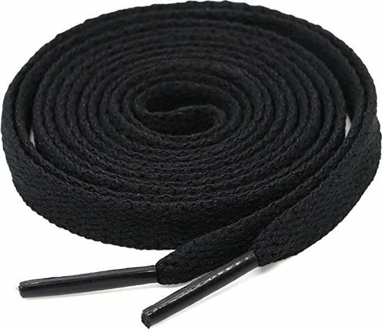 Lacetty Schoenveters - Veters - Sneakerveters - Fat Laces - Plat - Zwart - Veterlengte 110 Cm – Breedte 10 Mm 3 Lacetty Schoenveters - Veters - Sneakerveters - Fat Laces - Plat - Zwart - Veterlengte 110 Cm – Breedte 10 Mm
