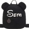 Merkloos Rugtas Teddy Zwart / Geborduurd Met Naam / 7 Verschillende Kleuren Gepersonaliseerd / Teddy Rugzak Kids / Schooltas Met Naam / Tas / Kinderen / Peuter / Kleuter / Teddy Bag / Kind En Baby
