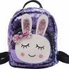 Novalino Meisjes Rugtas - Schooltas - Meisjes Rugzak - Paars - 32X22 CM - School - Rugzak - Glitter - Konijntje - Pailletten - 3-8 Jaar - Tas - CADEAU TIP!