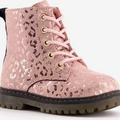 Blue Box Meisjes Veterboots Met Luipaardprint - Roze - Maat 20