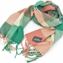 Fashion Favorite Ruit Sjaal - Groen/Oudroze/Beige | Kinderen/Volwassenen | Polyester | 170 X 32 Cm