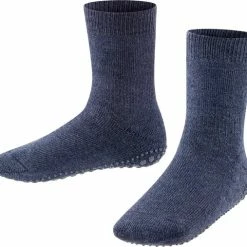 FALKE Catspads Slofsokken Voor Meisjes En Jongens Comforabel Dik Mid-rise Zonder Motief Met Noppen Winter Ondoorzichtig Warm Thermisch Katoen Merino Wol Blauw Kinderen Sokken - Maat 31-34