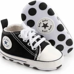Completebabyuitzet Baby Schoenen - Pasgeboren Babyschoenen - Eerste Baby Schoentjes 6-12 Maanden - Zachte Zool Antislip - Warme Baby Slofjes 12cm - Zwart -JACK & JONES JUNIOR winkel 550x513 2