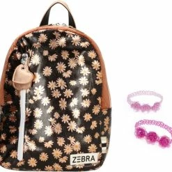 Zebra Trends Zebra Rugzak Flowers Brown Gold Rugtas + Armbandje