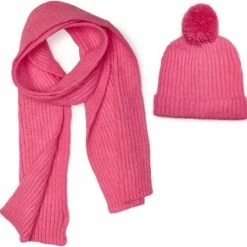 Lajetti - Kinder Sjaal En Muts 2-4 Jaar Roze - 2 Delige Winter Set Kind