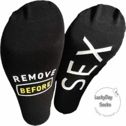Merkloos Verjaardag Cadeautje Voor Hem - Tekst Sokken - Sokken Met Spreuk - Leuke Sokken - Vrolijke Sokken - Luckyday Socks - Sokken Met Tekst - Aparte Sokken - Socks Waar Je Happy Van Wordt - Do Not Remove S*X Maat 42-47