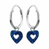 WeLoveSilver Oorbellen Meisje Zilver | Zilveren Oorringen Met Hanger, Gekleurd Hartje Met Kristallen