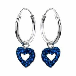 WeLoveSilver Oorbellen Meisje Zilver | Zilveren Oorringen Met Hanger, Gekleurd Hartje Met Kristallen