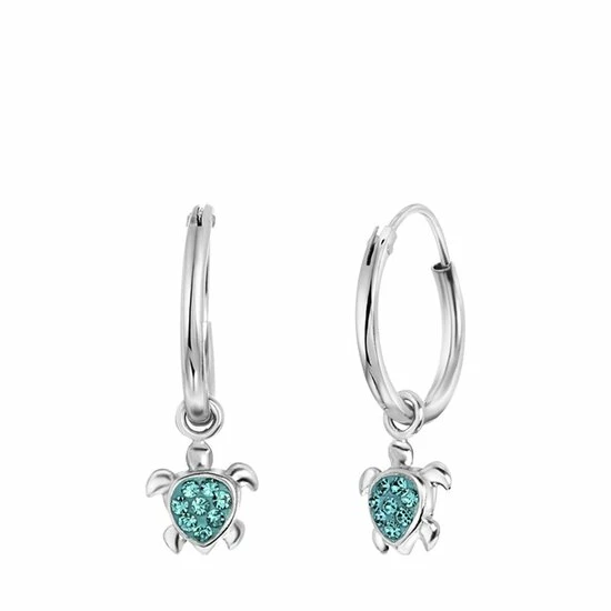 Lucardi Zilveren Kinderoorbellen Hanger Schildpad Kristal 3 Lucardi Zilveren Kinderoorbellen Hanger Schildpad Kristal