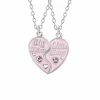 Kasey Vriendschapsketting - Zussen Sieraad - Zussen Ketting Voor 2 - Roze Hart Met Steentje - Big Sister / Little Sister