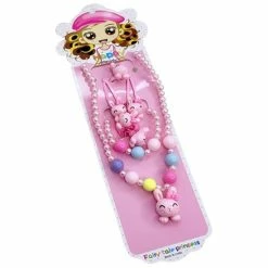 Fako Bijoux® - Kindersieraden Set - Kinderketting & Armband - Plastic - Konijntje - Lichtroze - Sinterklaas & Kerst