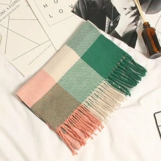 Fashion Favorite Ruit Sjaal - Groen/Oudroze/Beige | Kinderen/Volwassenen | Polyester | 170 X 32 Cm 4 Fashion Favorite Ruit Sjaal - Groen/Oudroze/Beige | Kinderen/Volwassenen | Polyester | 170 X 32 Cm - Afbeelding 2