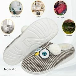 Geweo Home Sloffen - Open Sloffen - Kerstmis - Kerstfeest - Christmas Gift - Uil Antislip Pluche Warme Fleece Pantoffels - Unisex - Bruin - Maat 37/38 -JACK & JONES JUNIOR winkel 550x550 33