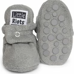Little Riots - Babyslofjes - Antislip - Fleece Stepper - Grijs - Slofjes Voor Je Baby, Dreumes En Peuter Voor Jongens En Meisjes - 6-12 Maanden (11,5cm) - Schoenmaat 18-19