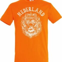 Vundy T-shirt Kinderen Nederland Leeuw Print | Oranje Holland Shirt | WK 2022 Voetbal | Nederlands Elftal Supporter | Oranje | Maat 140