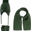 Kitti 3-Delig Winter Set | Muts Met Fleecevoering - Sjaal - Handschoenen | 1-4 Jaar Jongens | K22160-10-01 | Green -JACK & JONES JUNIOR winkel 550x612 2
