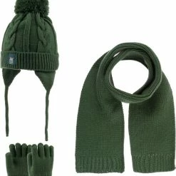 Kitti 3-Delig Winter Set | Muts Met Fleecevoering - Sjaal - Handschoenen | 1-4 Jaar Jongens | K22160-10-01 | Green