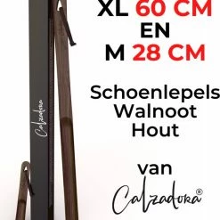 Calzadora® Schoenlepel Lang Combi | 60cm & 28cm Lang | Walnoot Hout Schoentrekker | Duurzaam, Sterk En Prachtig | Set Van 2 | Perfect Cadeau Tijdens De Feestdagen