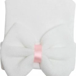 Babysweet Pasgeboren Babymutsje In Het Wit Met Strikje- Babyborn Muts - Babymuts Met Handschoenen - Meisjes - Roze - Newborn Muts -JACK & JONES JUNIOR winkel 550x693