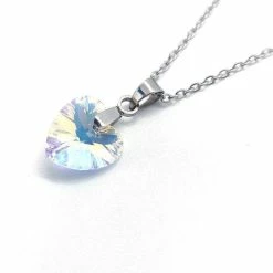 Ketting Meisje- Diamant- Hart- Wit- Zilver- Kind- LiLaLove