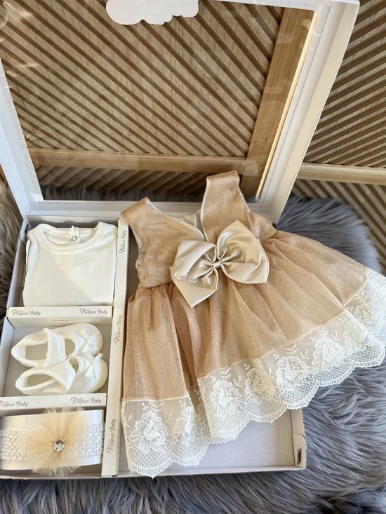 Merkloos Baby Jurk -luxe Feestjurk-doopjurk - Doopkleding -organza Jurk-Frans Borduurwerk-schoentjes- Pasgeboren-new Born-baby Geschenkset- Vintage Jurk Met Tule-lichtbruin Creme Kleur-maat 56/62 7 Merkloos Baby Jurk -luxe Feestjurk-doopjurk - Doopkleding -organza Jurk-Frans Borduurwerk-schoentjes- Pasgeboren-new Born-baby Geschenkset- Vintage Jurk Met Tule-lichtbruin Creme Kleur-maat 56/62 - Afbeelding 5