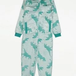 Merkloos Dinosaurus Onesie - Maat 86/92 - Dino Pyjama Huispak - Groen