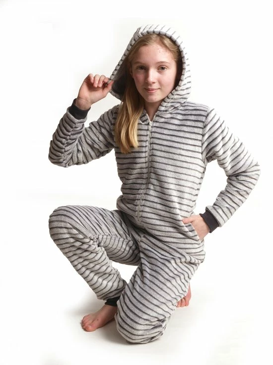 Cocodream Quality Cocodream Meisjes Onesie Fleece | MAAT 164 | Schaduwstreep Rabbit | Grijs 4 Cocodream Quality Cocodream Meisjes Onesie Fleece | MAAT 164 | Schaduwstreep Rabbit | Grijs - Afbeelding 2