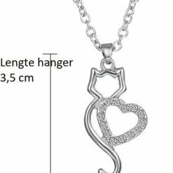 Treasure Trove® Hart Kat Ketting Met Hanger - Kinderketting - Meisje - Zilverkleurig -JACK & JONES JUNIOR winkel 550x738 4