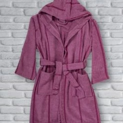 Lubnahome Lubna Home Kinderbadjas 10-12 Jaar Zacht Katoen Kinderbadjas Maat 140-146 PURPER