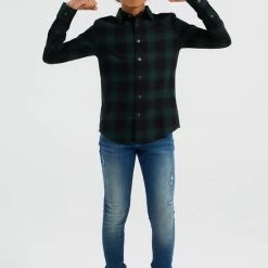 WE Fashion Jongens Geruit Overhemd - Donkergroen - Maat 110/116 -JACK & JONES JUNIOR winkel 550x825 62