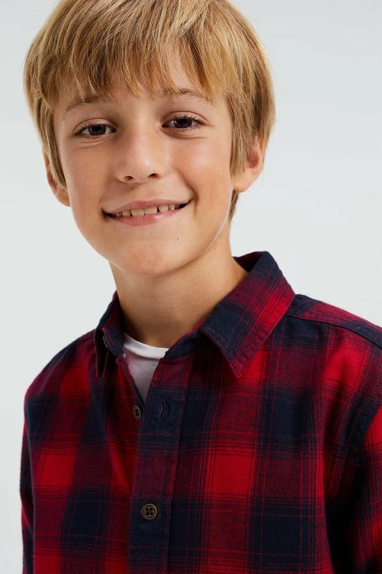 WE Fashion Jongens Geruit Overhemd - Rood - Maat 158/164 7 WE Fashion Jongens Geruit Overhemd - Rood - Maat 158/164 - Afbeelding 5